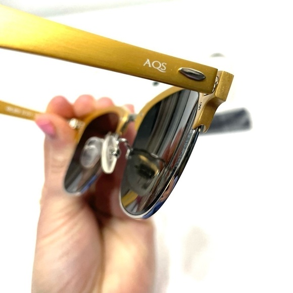 NWT AQS Milo 49mm Clubmaster Sunglasses in Gold O277 main image 5